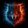 Split Wolf Head Crown Fiery Blue Red Energy - Wild Animal Lover Gift Spare Tire Cover - 6