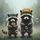 Raccoons Yellow Beanie Orange Flower Bubbles Natural Landscape Wildlife Gift Spare Tire Cover - 6