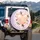 Glowing Peach Heart Happy Birthday Cherry Blossoms - Celebration Gift Spare Tire Cover - 3