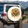 Sunflowers Leopard Print Heart White Flowers Green Foliage - Home Decor Gift Spare Tire Cover - 3