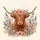 Highland Cow Floral Crown Wildflower Meadow - Farmhouse Home Decor Gift for Cow Lover Spare Tire Cover - 6