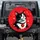 Black White Cat Red Heart Collar White Stars - Inquisitive Cat Lover Auto Decor Spare Tire Cover - 1