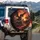 Jagged Rock Dragon Glowing Red Eyes Fire Castle - Fantasy Lover Gift Spare Tire Cover - 3