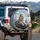 Majestic White Lion Flowing Mane Rugged Rocks Snowy Mountains Dramatic Clouds - Wildlife Lover Gift Spare Tire Cover - 3