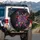 Vibrant Gradient Paw Prints Black Background - Pet Lover Everyday Car Accessory Spare Tire Cover - 3