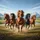 Galloping Wild Horses Grassland Landscape - Outdoor Adventure Decor Spare Tire Cover - 6