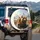 Cheerful Capybaras Driving Sun-Drenched Desert Road & Mountains - Wildlife Lover Gift Spare Tire Cover - 3