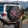 Prominent Black Butterfly Pink Daisy Bloom Leafy Greens - Lush Floral Wildlife Lover Gift Spare Tire Cover - 3