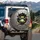 Large-Eyed Green Tree Frog Breaking Concrete Wall - Outdoor Car Accessory Spare Tire Cover - 3