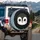 Cartoon Penguin Face Massive Eyes Snowflakes - Ice Crystals Arctic Wildlife Lover Gift Spare Tire Cover - 3