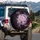 Night Bloom Sakura Floral Dark Leaves Luminous Gold Sparkle - Road Trip Accessory Spare Tire Cover - 3