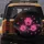 Vivid Neon Pink Glowing Pet Paw Prints Dynamic Orange Light Black - Car Pet Lover Gift Spare Tire Cover - 5
