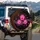 Vivid Neon Pink Glowing Pet Paw Prints Dynamic Orange Light Black - Car Pet Lover Gift Spare Tire Cover - 3