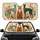 Three Orange Brown Teal Green Cats Botanical - Car Interior Upgrade Cat Lover Gift Car Sunshade - 1