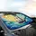 Sailboat White Sails Dark Hull Ocean Waves Swells Sky Sun - Car Interior Upgrade Road Trip Gift Car Sunshade - 6