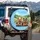 Yorkshire Terriers Driving Road Trip Wildflowers - Dog Lover Travel Gift Spare Tire Cover - 3