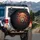 Spotted Cheetah Amber Eye Red Poppies Green Foliage Glowing Charcoal - Wildlife Lover Gift Spare Tire Cover - 3