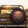 Spotted Cheetah Amber Eye Red Poppies Green Foliage Glowing Charcoal - Wildlife Lover Gift Spare Tire Cover - 2