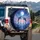 Two Dolphins Leaping Ocean Luminous Full Moon Stars - Wildlife Lover Gift Spare Tire Cover - 3