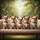 Six Prominent Chihuahua Dogs Blue Collars on Bench Green Landscape - Dog Lover Gift Spare Tire Cover - 6