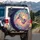 Iridescent Swirling Liquid Light Forms and Glowing Orbs - Distinctive Car Accessory Gift Spare Tire Cover - 3