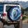 White Lion Glowing Blue Eyes Ice Blue Mane Cosmic Clouds - Wildlife Lover Gift Spare Tire Cover - 3