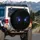 Intense Predatory Glowing Electric Blue Eyes Dark Smoke Indigo - Vehicle Adventure Gear Spare Tire Cover - 3