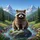 Fluffy Raccoon Mossy Rock Mountain Stream Wildflowers Pine Forests - Wildlife Lover Gift Spare Tire Cover - 6