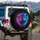 Lion Cub Wolf Glowing Eyes Fuchsia Purple Cyan Blue Cosmic Neon Drips - Wildlife Lover Gift Spare Tire Cover - 3