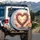 Pink Peach Rose Heart Wreath Beach Butterflies - Coastal Nature Lover Gift Spare Tire Cover - 3