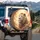 Majestic White Lion Intense Yellow Eyes Golden Celestial Sky Ethereal Clouds - Wildlife Lover Home Decor Gift Spare Tire Cover - 3