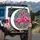 Elegant Vibrant Pink Flamingos Black White Zebra Stripes - Wildlife Lover Gift Spare Tire Cover - 3