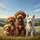 Cheerful Fluffy Dogs Rolling Hills Sky Scene - Pet Owner Outdoor Adventure Gift Spare Tire Cover - 6