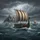 Viking Longship Warriors Helmets Shields Stormy Ocean Fortress - Outdoor Adventure Gift Spare Tire Cover - 6