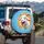 Loud Laughing Fluffy White Goat Dripping Tongue Out Horns - Playful Farm Animal Gift Spare Tire Cover - 3