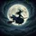 Majestic Witch Flying Broom Full Moon - Dark Fantasy Auto Accessory Spare Tire Cover - 6