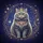 Light Grey Cat Pink Glasses Crown Necklace - Celestial Night Sky Cat Lover Gift Spare Tire Cover - 6