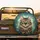 Majestic Brown Tabby Cat Portrait with Green Eyes - Cat Lover Gift Spare Tire Cover - 2