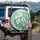 White Dogwood Flowers Green Leaves Serene Teal Turquoise Woodland - Nature Lover Gift Spare Tire Cover - 3