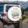 Vintage Camper Campfire Blue Flowers 'Camper Hood' - Outdoor Explorer Gift Spare Tire Cover - 3