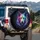 Realistic Rainbow Neon Dog Head Snarling Fangs Cosmic Smoke - Dog Lover Wildlife Gift Spare Tire Cover - 3