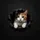 Calico Cat Curious Eyes Torn Opening Matte Black Background - Cat Lover Gift Spare Tire Cover - 6
