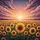 Golden Sunflowers Sunset Field Purple Pink Clouds - Home Decor Gift for Nature Lovers Spare Tire Cover - 6