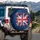 Christmas Ornaments Candy Cane Distressed Cross Flag - Holiday Gift Spare Tire Cover - 3