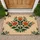 Folk Art Floral Crest Burnt Orange Layered Blossoms - Nature Lover Gift Doormat - 1