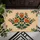 Folk Art Floral Crest Burnt Orange Layered Blossoms - Nature Lover Gift Doormat - 6