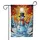 Snowman Dark Blue Top Hat Orange Scarf Evergreen Tree Winter Sunset Gift Garden Flag - 3