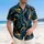 All-Over Defined Petrol Blue Golden Ochre Tropical Leaves - Hawaiian Vacation Gift Hawaiian Shirt - 4