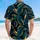 All-Over Defined Petrol Blue Golden Ochre Tropical Leaves - Hawaiian Vacation Gift Hawaiian Shirt - 5