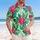 Vibrant Hot Pink Tropical Flowers Green Palm Fronds Monstera Leaves – Travel Essentials Hawaiian Shirt - 4